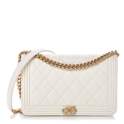 Chanel Caviar Quilted Boy Wallet On Chain WOC White 1 of 9