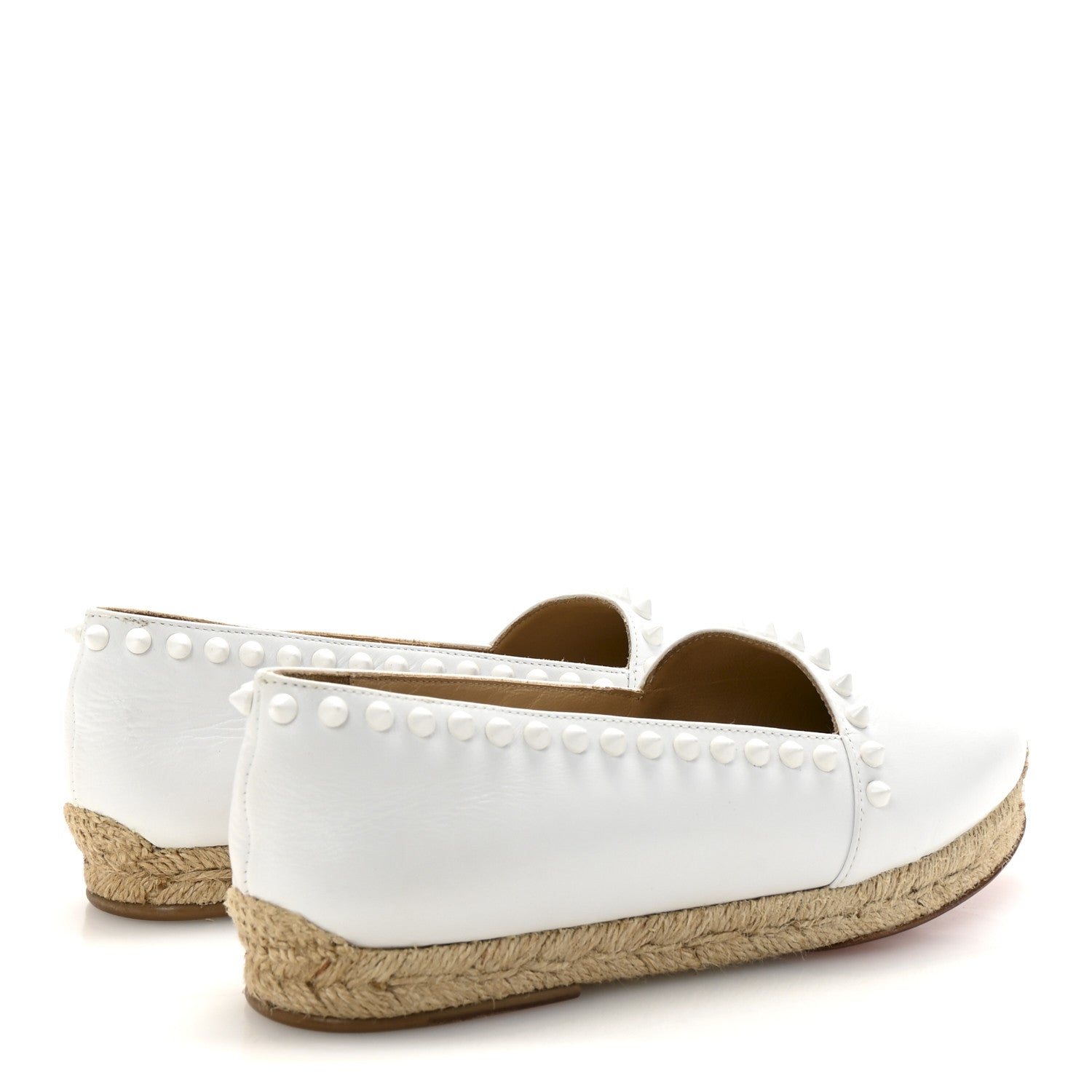 Christian Louboutin Calfskin Spikes Ares Flat Espadrilles 38 White 5 of 9