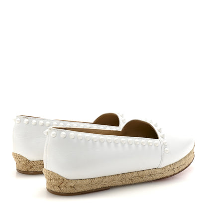 Christian Louboutin Calfskin Spikes Ares Flat Espadrilles 38 White 5 of 9