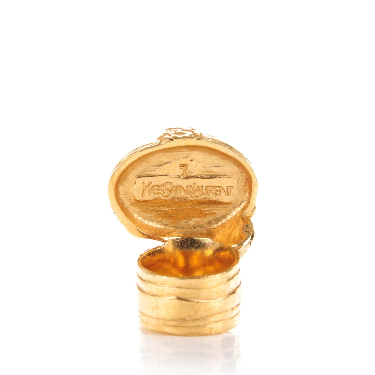Saint Laurent Glass Cabochon Arty Ovale Ring 7 Gold Turquoise 3 of 4