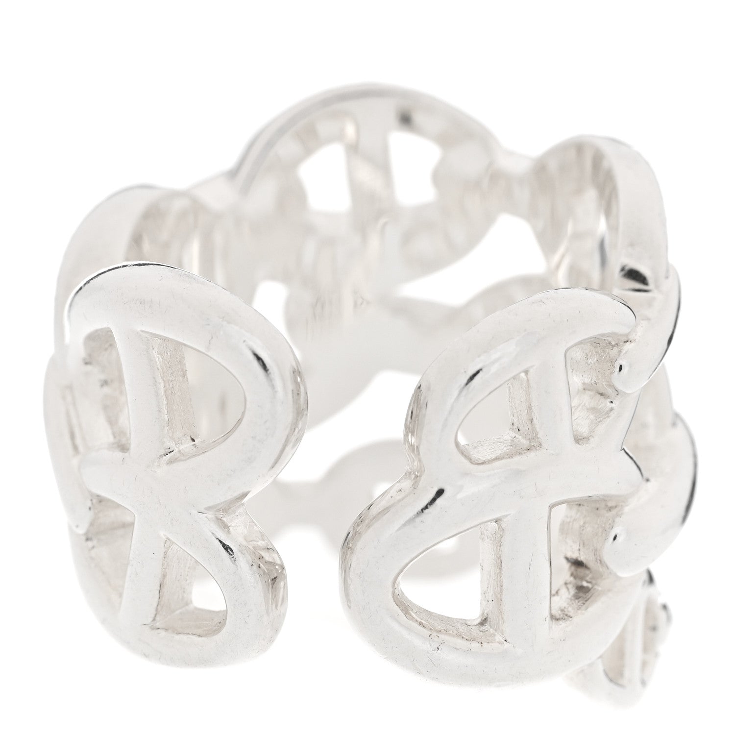 Hermes Sterling Silver GM Chaine d'Ancre Enchainee Band Ring 52 6 3 of 6
