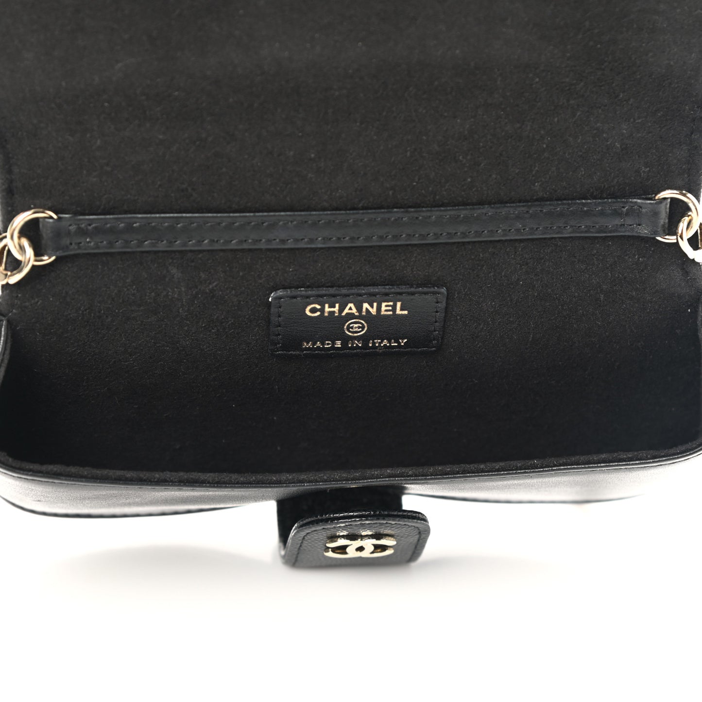 Caviar Quilted Glasses Case With Chain Black