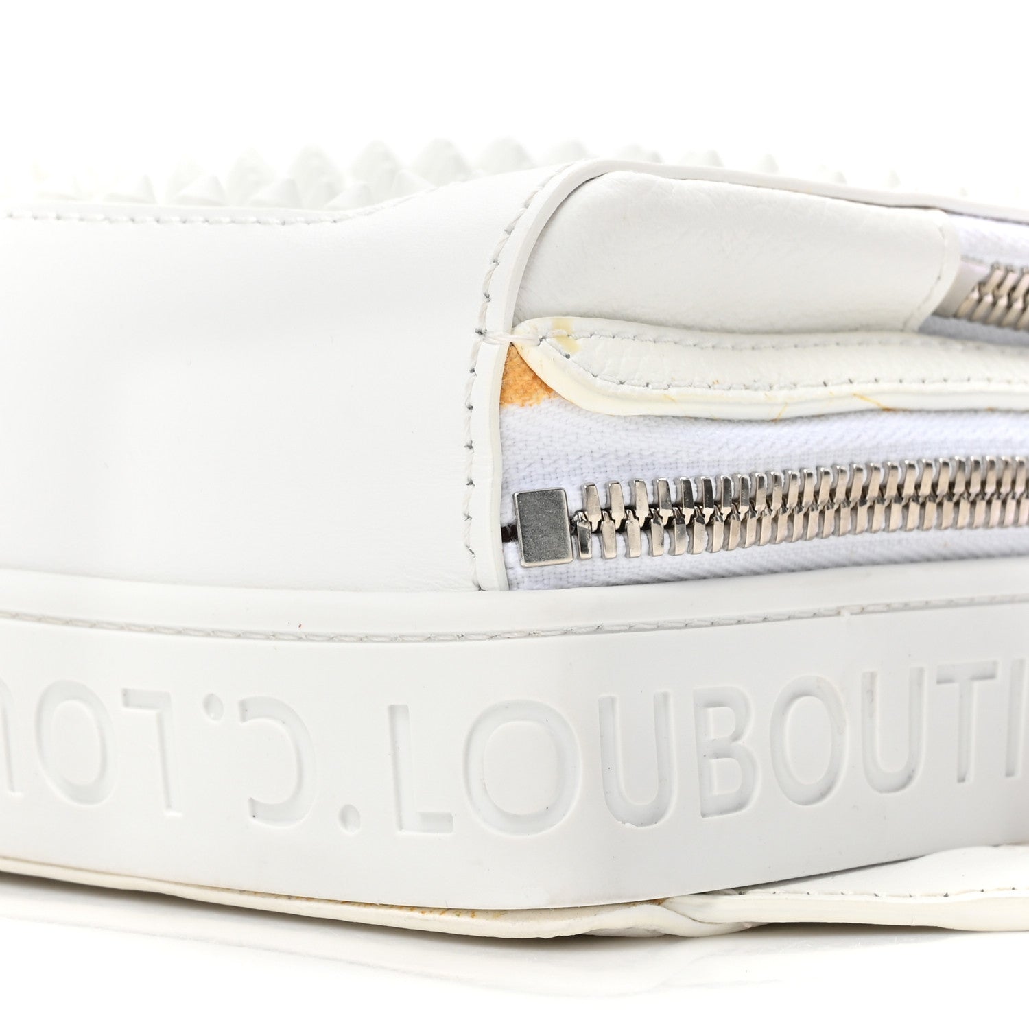 Christian Louboutin Calfskin Mens Loubifunk Spiked Bag White 10 of 13