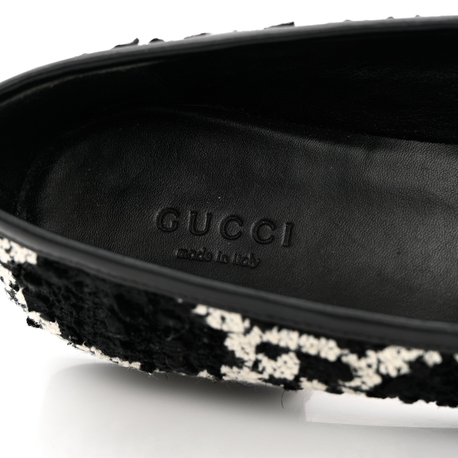 Gucci Tweed GG Monogram Horsebit Womens Jordaan Loafers 36.5 Black Natural 8 of 18