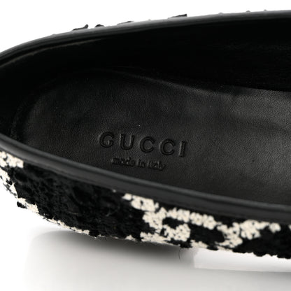 Gucci Tweed GG Monogram Horsebit Womens Jordaan Loafers 36.5 Black Natural 8 of 18