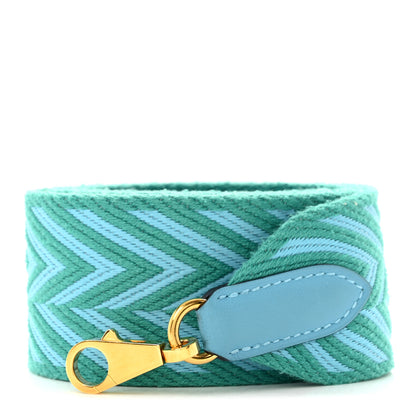 Hermes Toile Swift 50mm Sangle ZigZag Shoulder Strap Bleu Du Nord Vert Veronese 1 of 5