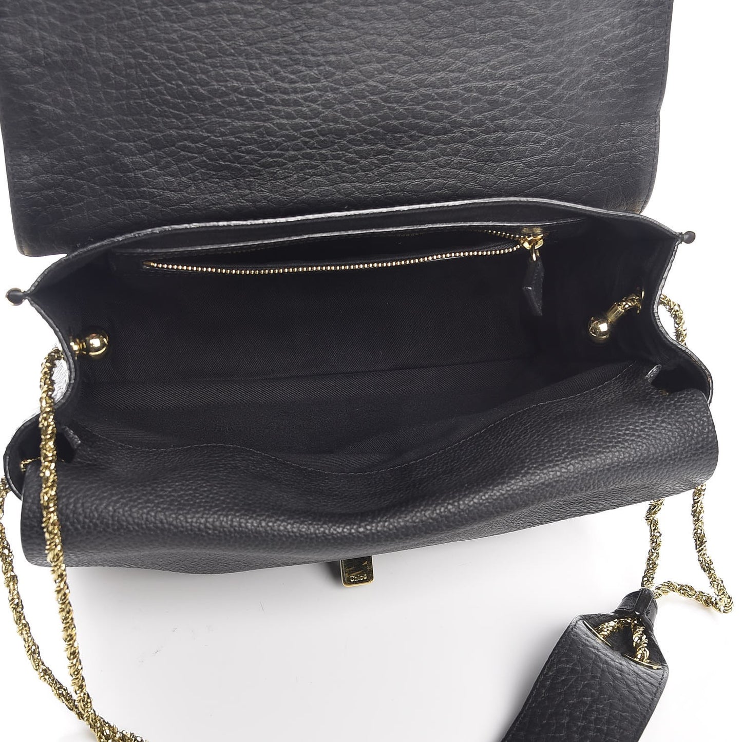 Grained Calfskin Medium Sally Flap Bag Black