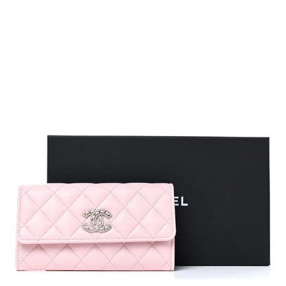 Chanel Caviar Quilted Crystal CC Large Gusset Flap Wallet Pink 11 of 11