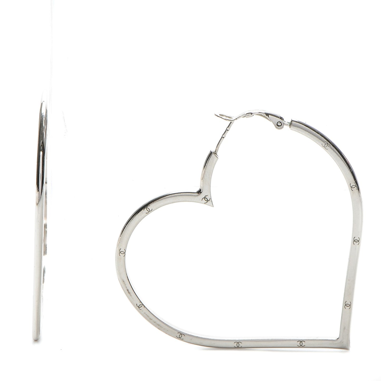 CC Heart Hoop Earrings Silver