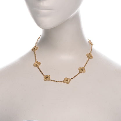 Van Cleef & Arpels 18K Yellow Gold 10 Motifs Vintage Alhambra Necklace 2 of 4