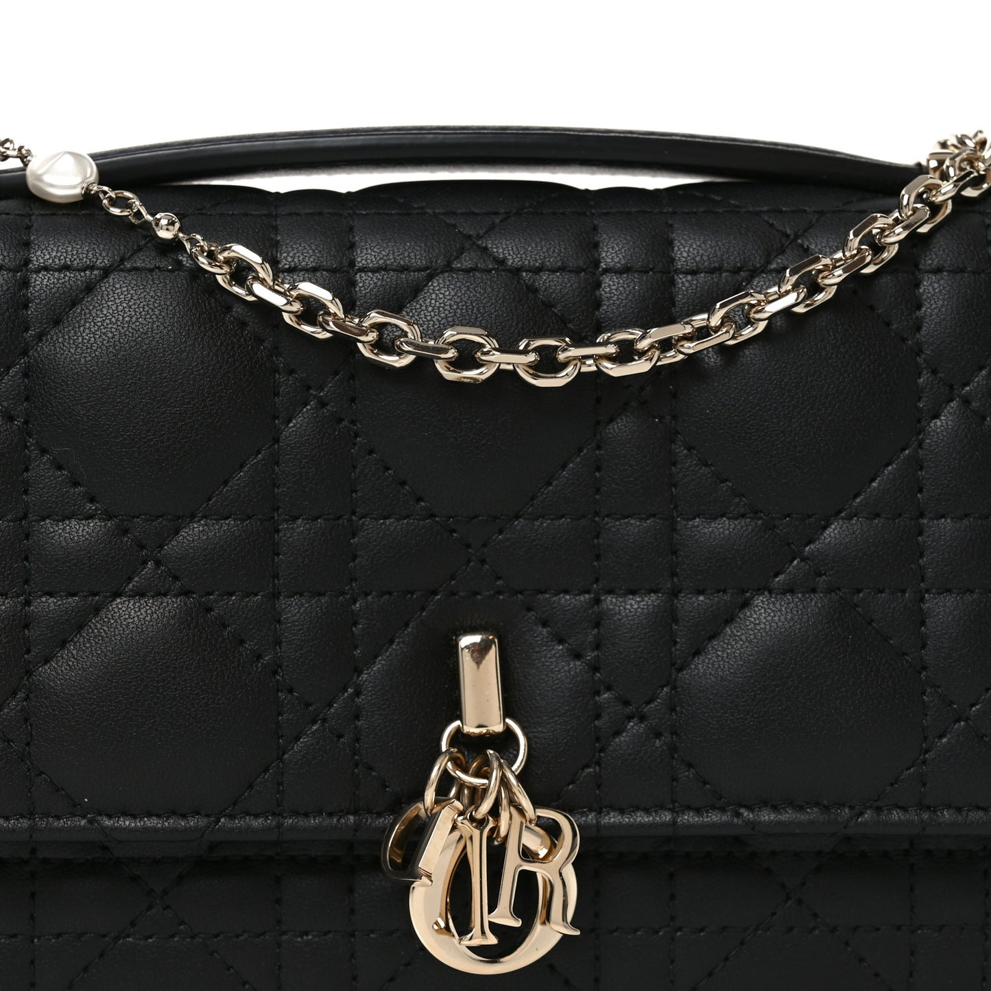 Lambskin Cannage Lady Dior Phone Pouch Black