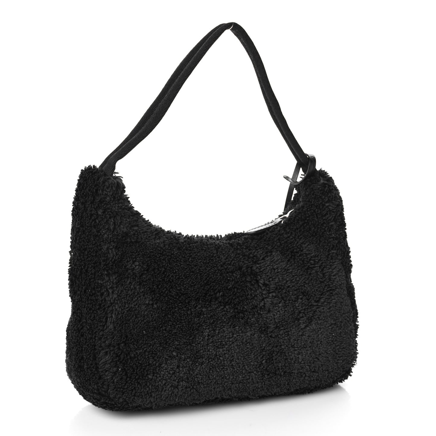 Terry Cloth Mini Re-Edition 2000 Bag Black White