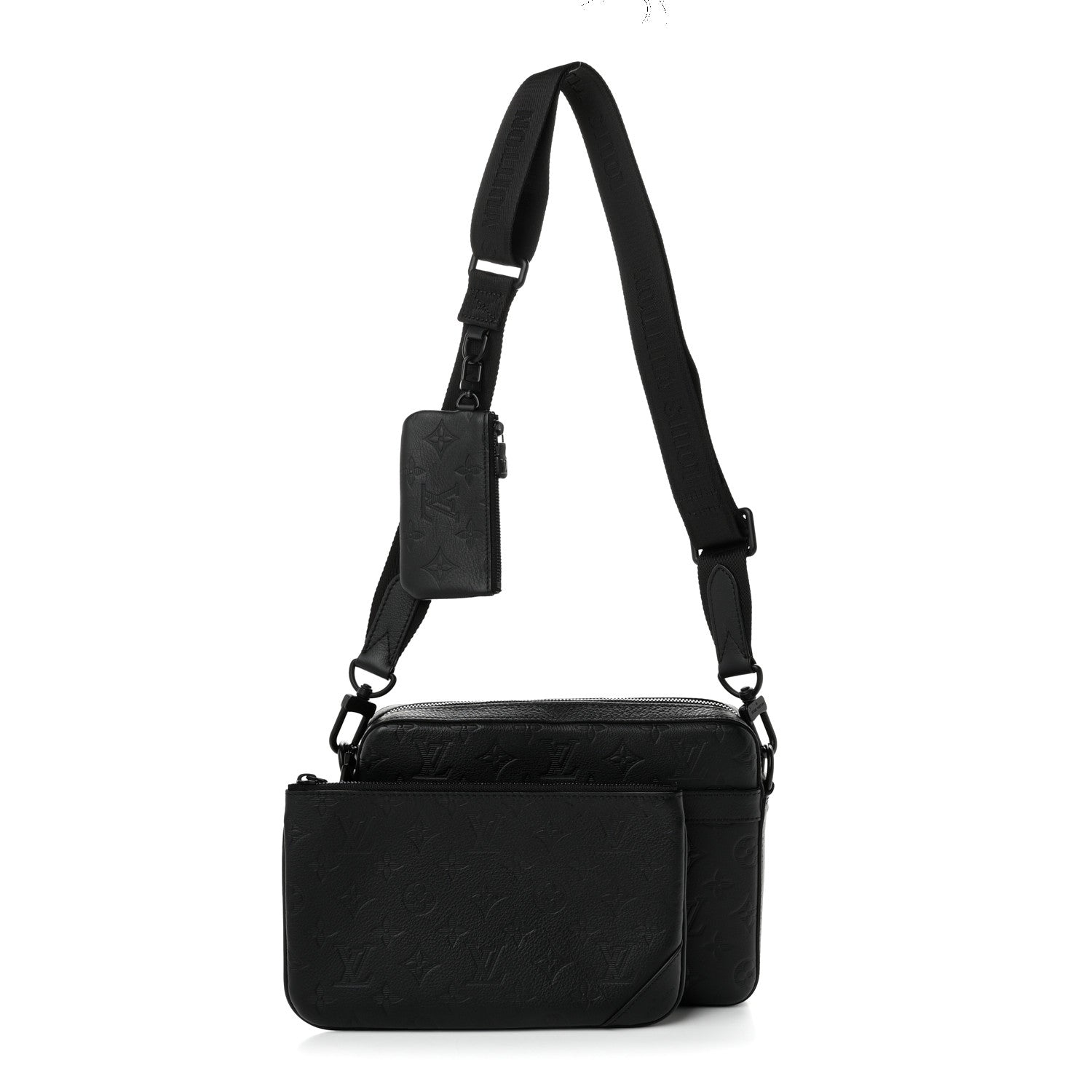 Louis Vuitton Calfskin Monogram Shadow Trio Messenger Black 1 of 8