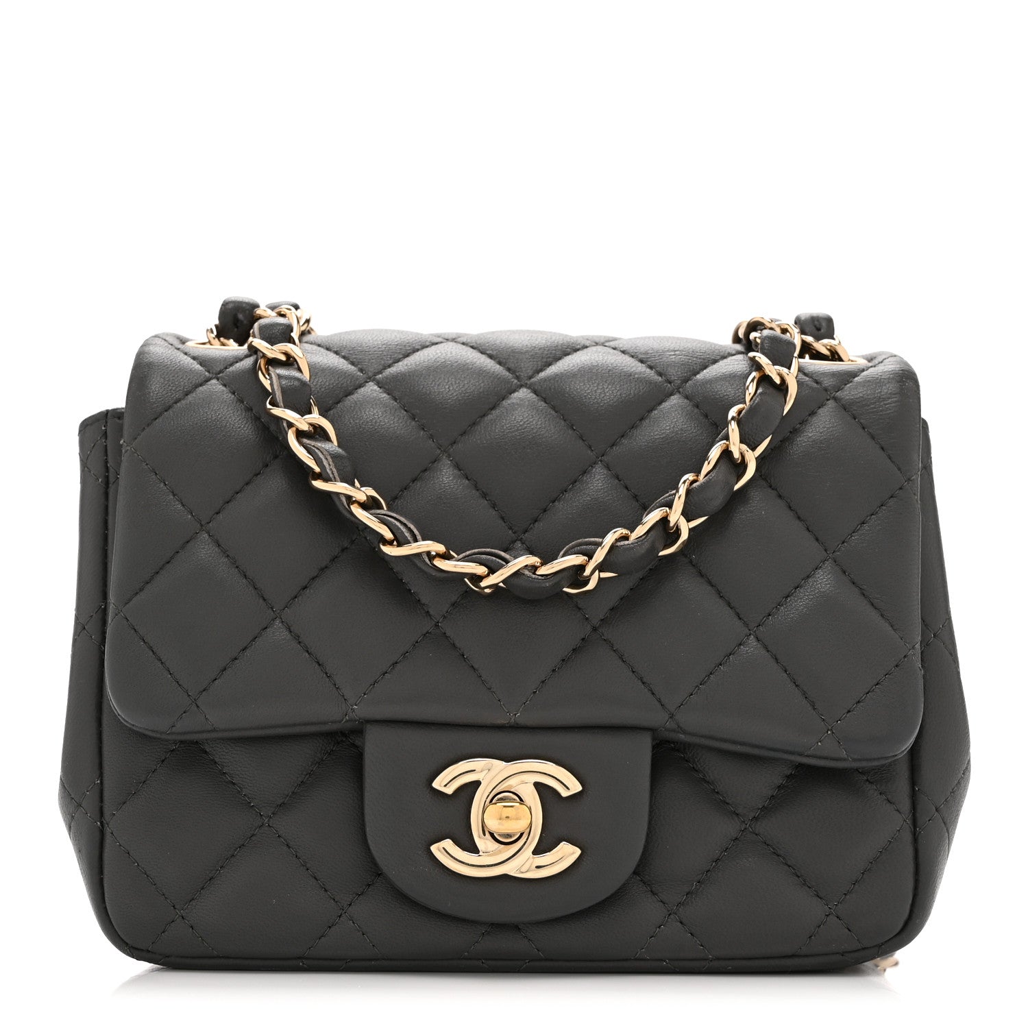 Chanel Lambskin Quilted Mini Square Flap Dark Grey 1 of 10