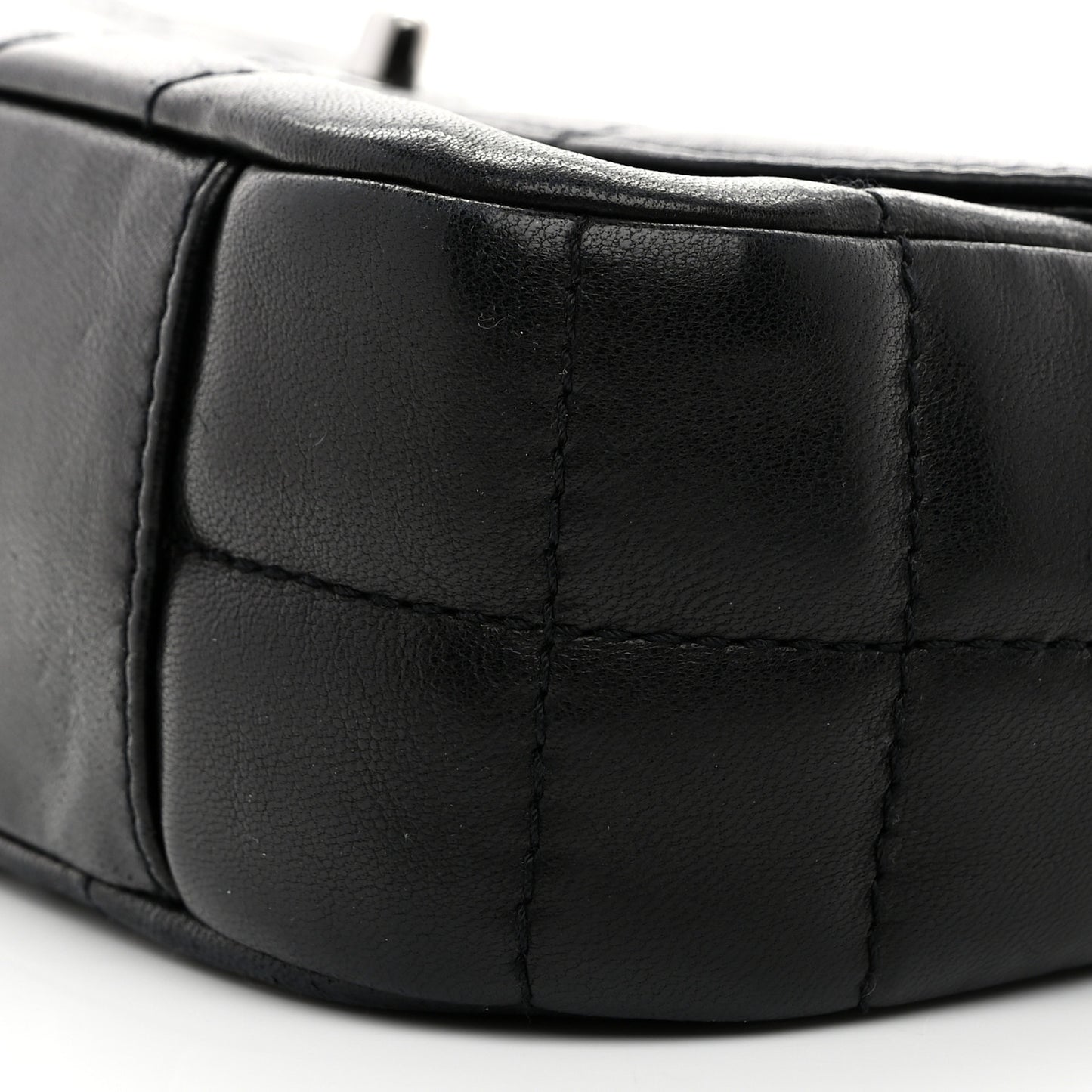 Lambskin Chocolate Bar Quilted Lambskin 4 Chain Flap Black