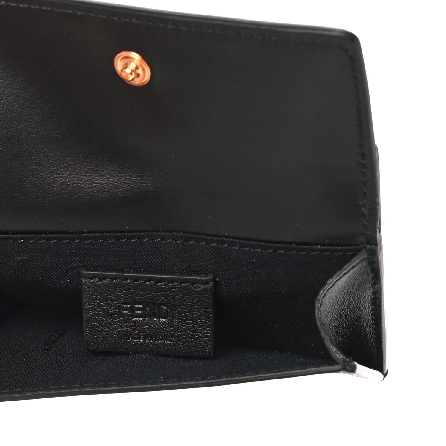 Fendi Vitello King Tamponato Logo Embossed Fold Over Card Holder Wallet Black 5 of 11