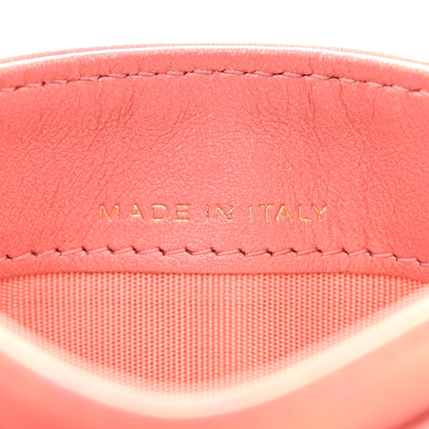 Iridescent Calfskin Quilted Chanel 19 Card Holder Pink
