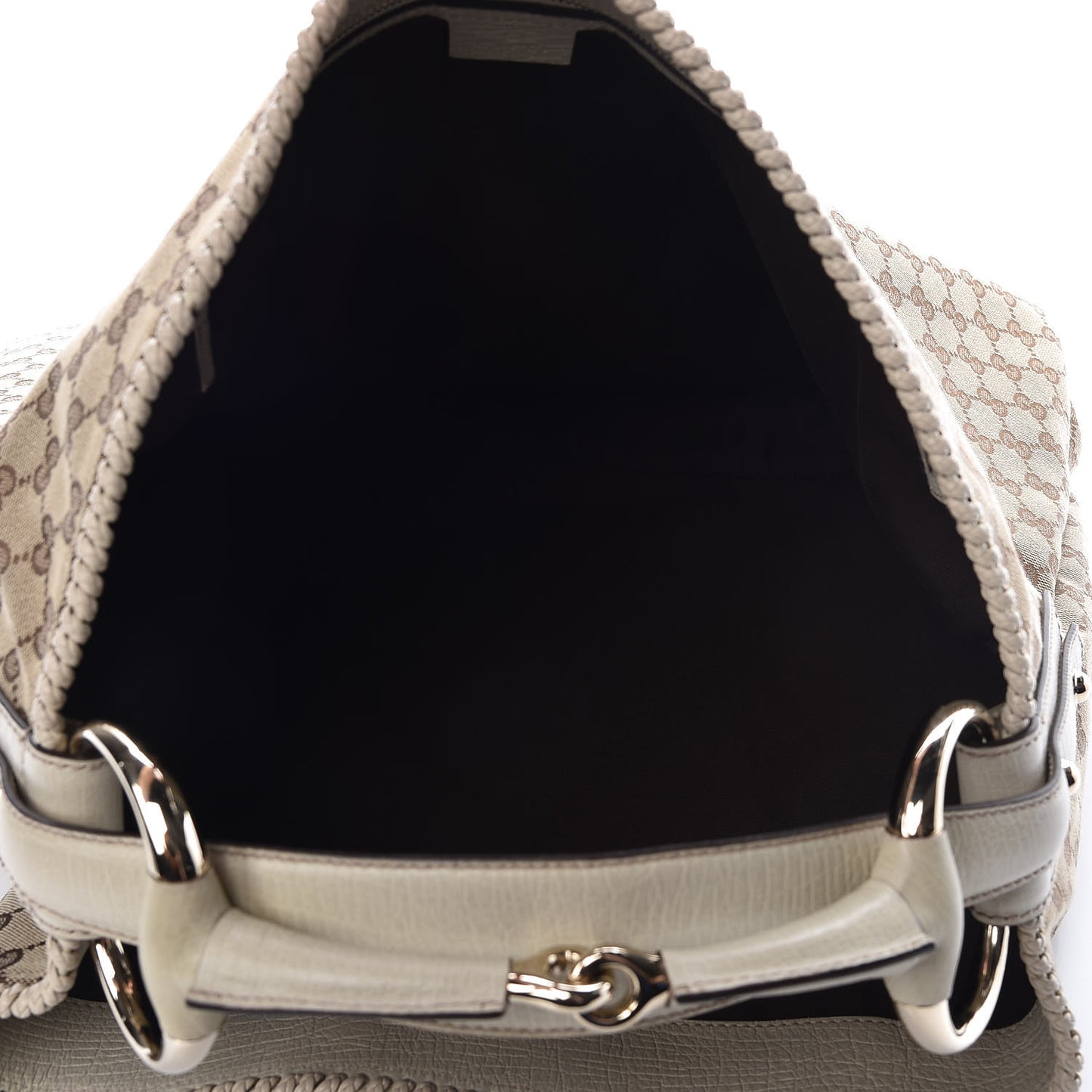 Monogram Large Horsebit Chain Hobo Off White
