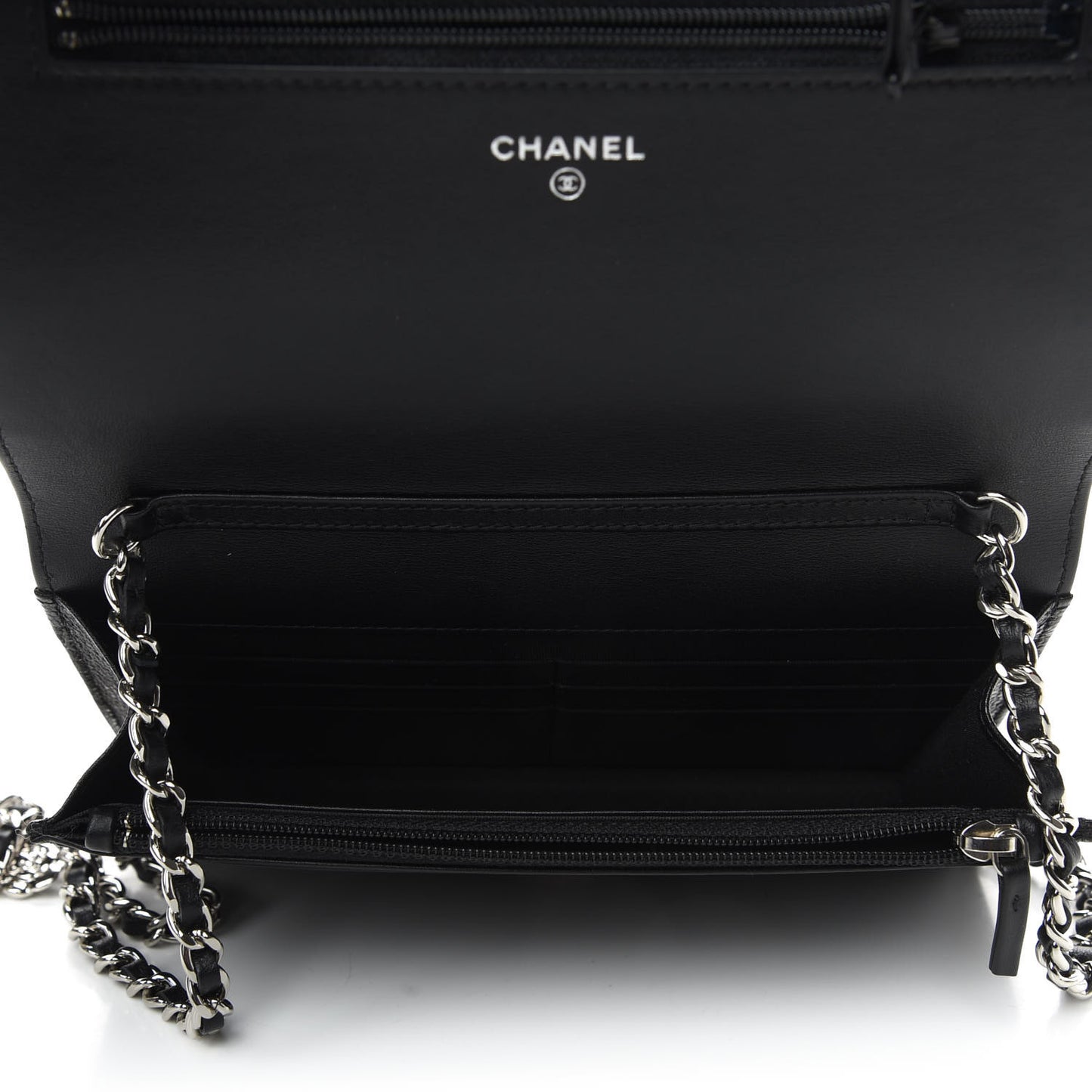 Caviar Camellia Embossed Wallet On Chain WOC Black