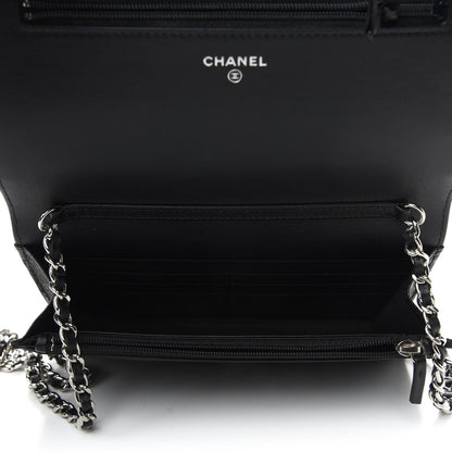 Chanel Caviar Camellia Embossed Wallet On Chain WOC Black 7 of 10