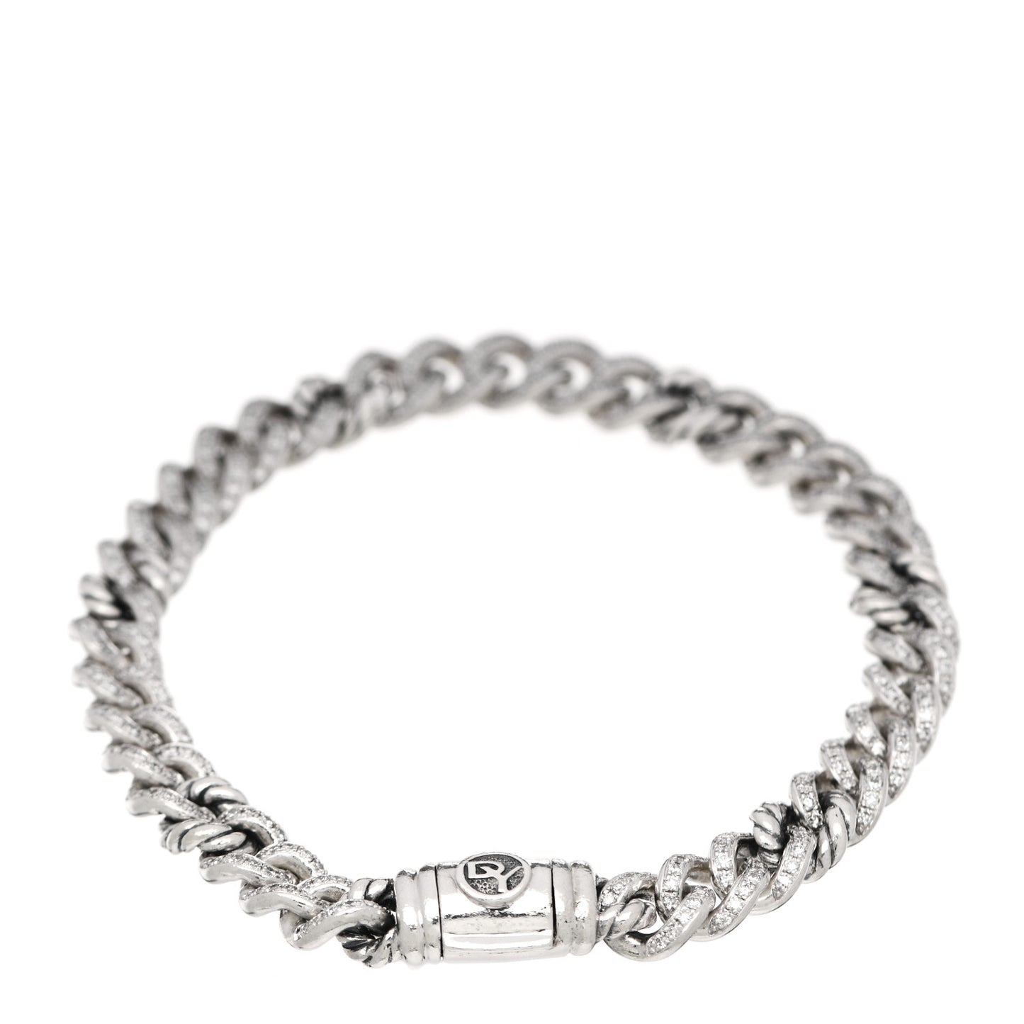 Sterling Silver Diamond Petite Pave Curb Link Bracelet