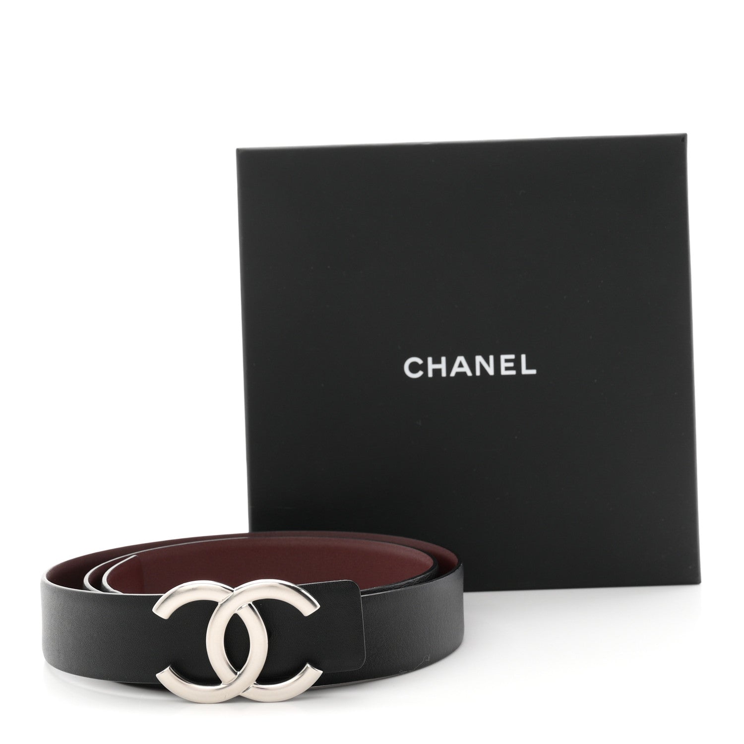 Chanel Calfskin CC Reversible 90 36 Belt Black Burgundy 6 of 6