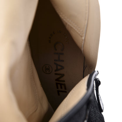 Chanel Suede Calfskin CC Knee High Boots 38 Black 7 of 10