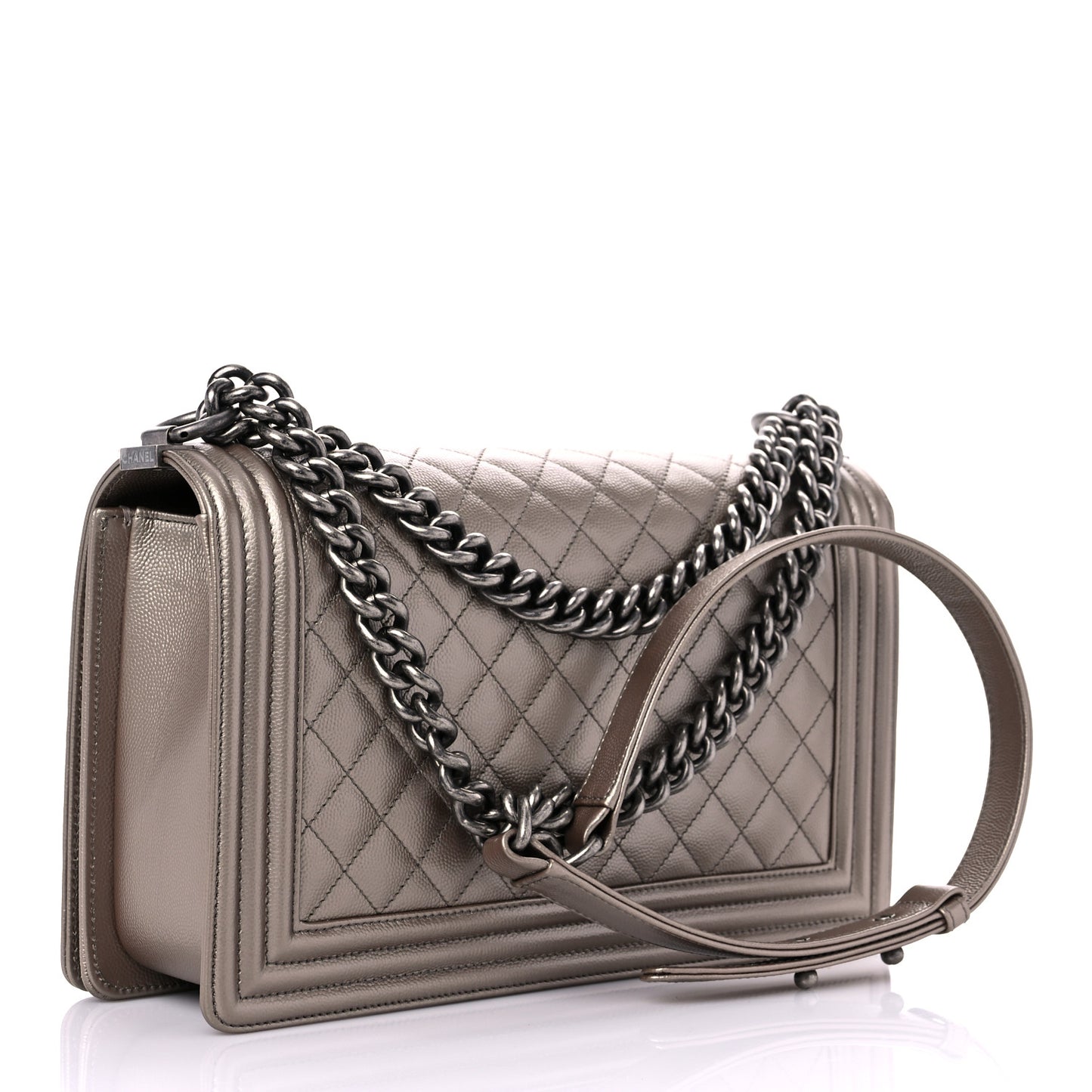 Metallic Caviar Quilted New Medium Boy Flap Copper