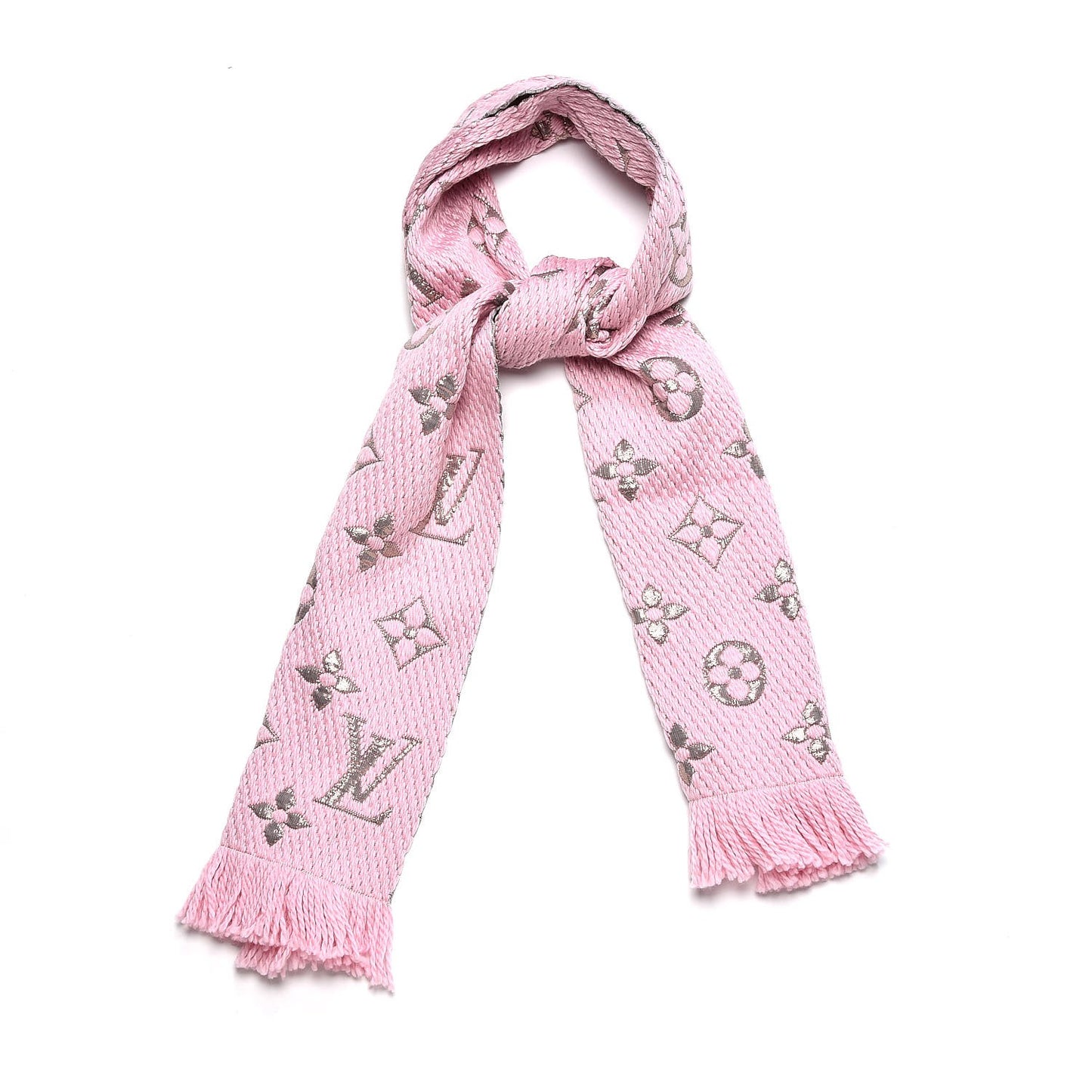 Wool Silk Logomania Shine Scarf Pink