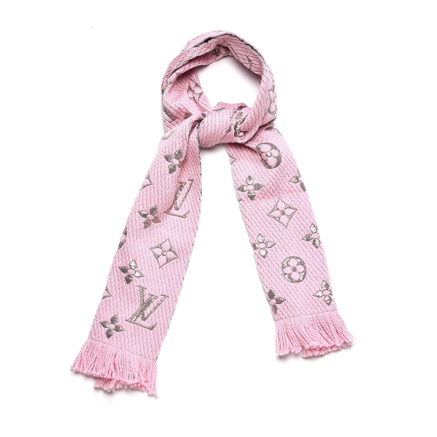Louis Vuitton Wool Silk Logomania Shine Scarf Pink 1 of 4