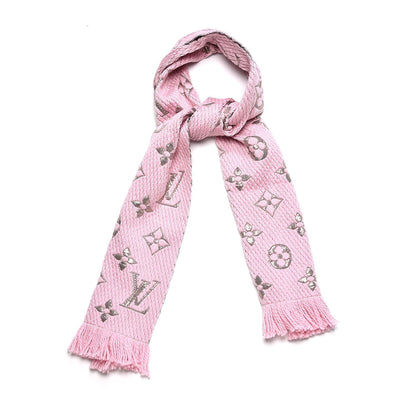 Louis Vuitton Wool Silk Logomania Shine Scarf Pink 1 of 4