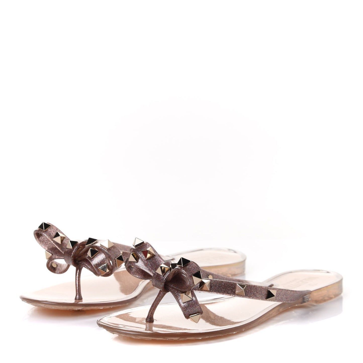 PVC Jelly Glitter Rockstud Bow Thong Sandals 36 Multicolor