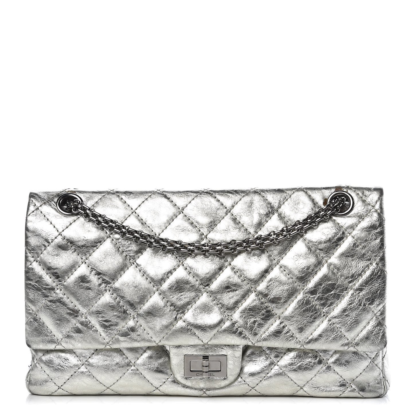 Metallic Aged Calfskin Quilted 2.55 Reissue 226 Flap Silver