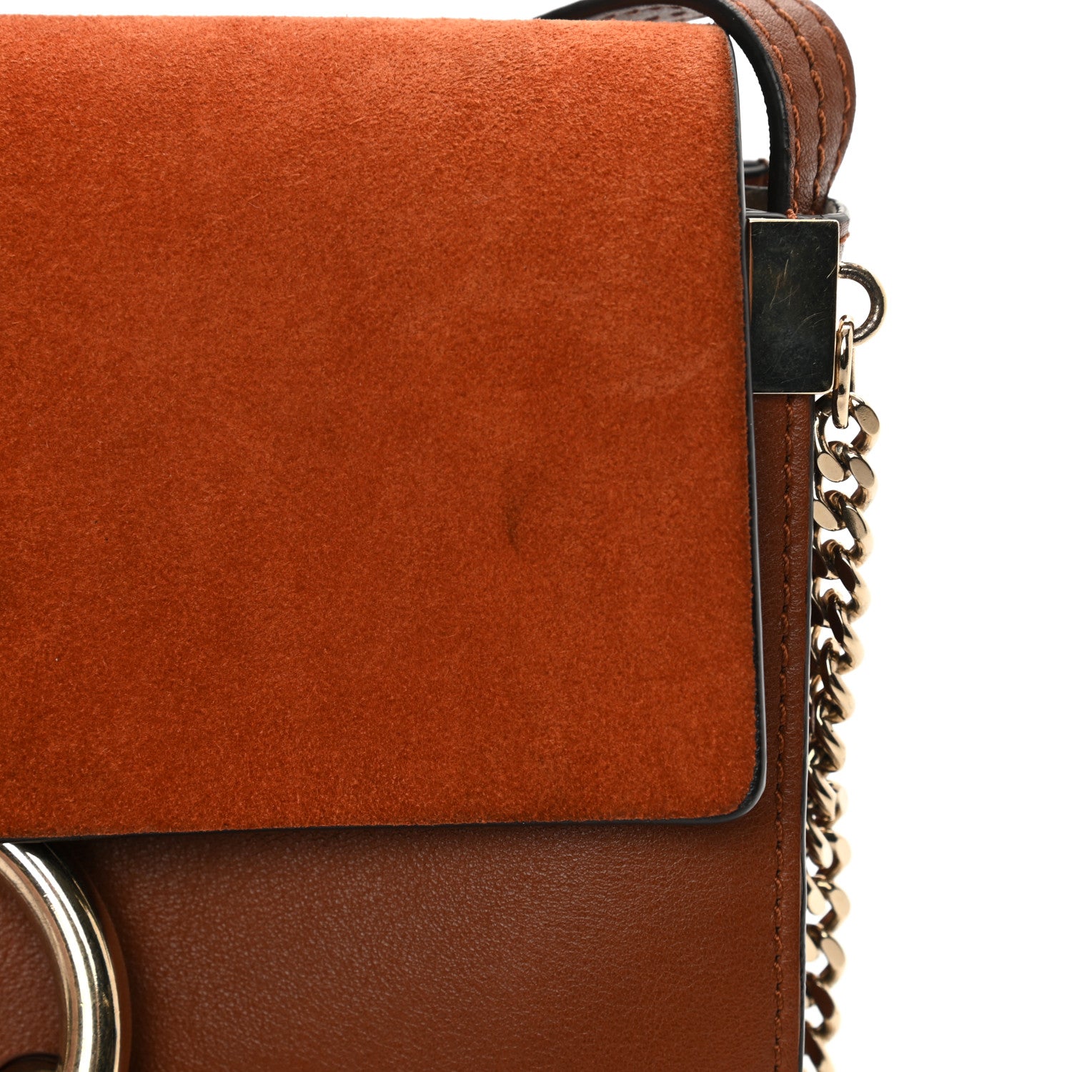 Chloe Suede Calfskin Small Faye Shoulder Bag Tobacco 15 of 17