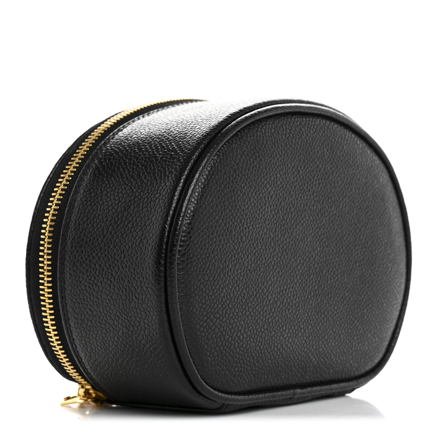 Caviar Round Jewelry Travel Case  Black