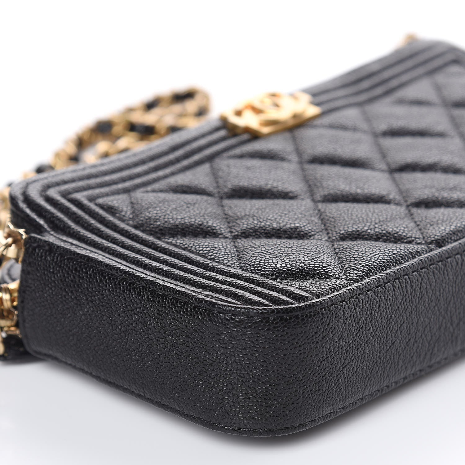 Chanel Caviar Quilted Small Boy Clutch With Chain Black 9 of 10