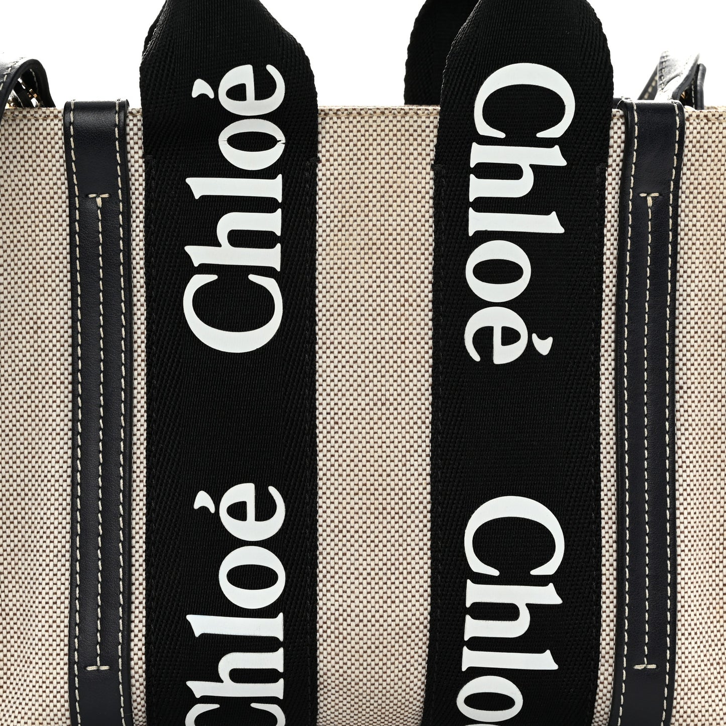 Cotton Calfskin Small Woody Ribbon Tote With Strap Black Blue