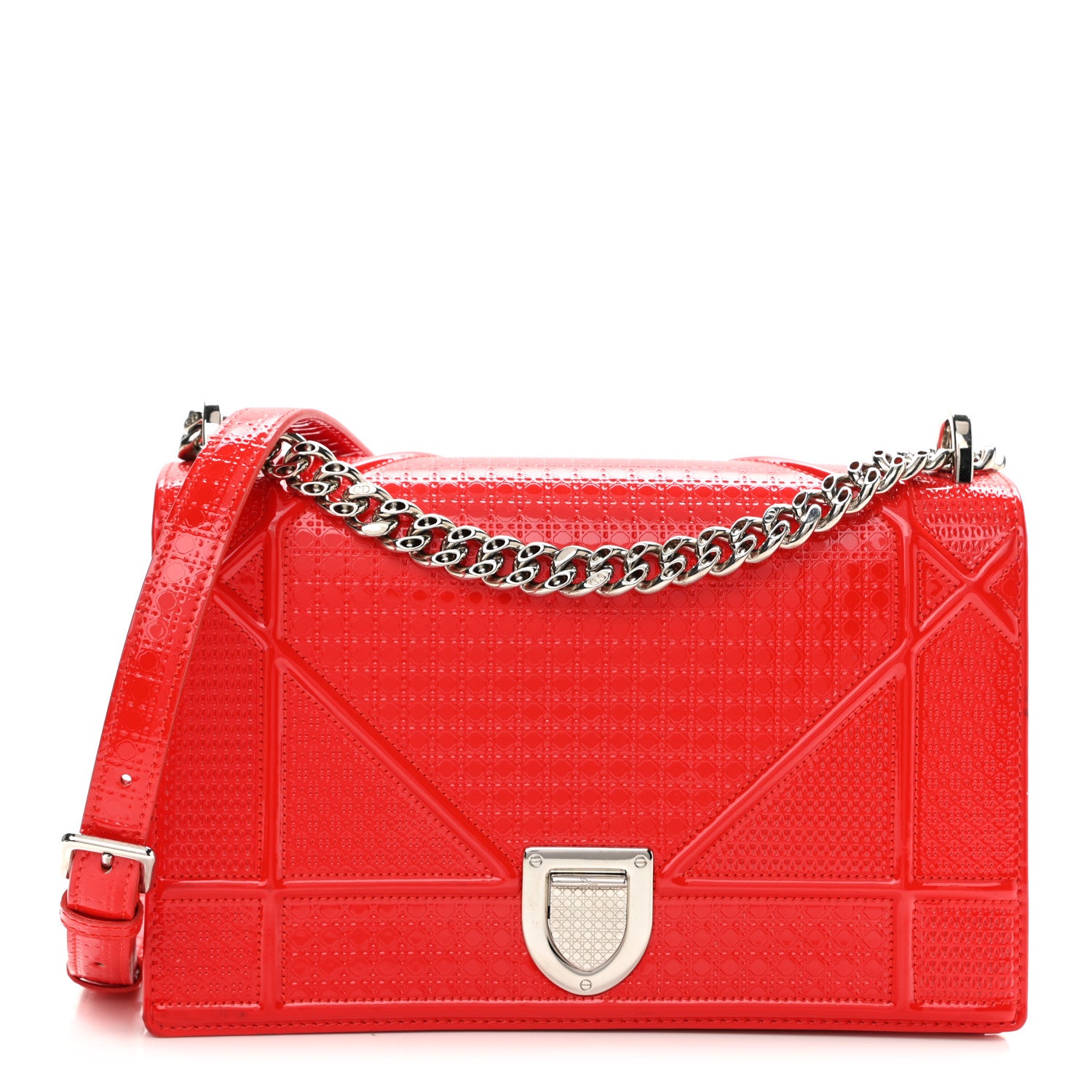 Christian Dior Patent Micro-Cannage Medium Diorama Flap Bag Red 1 of 10
