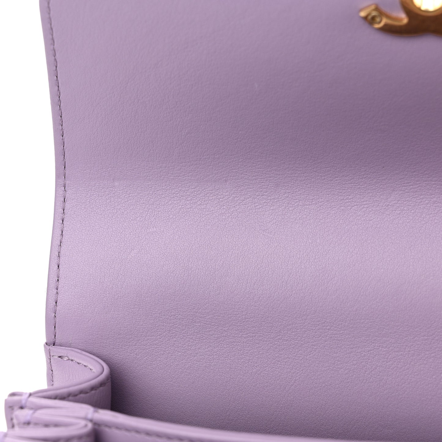 Shiny Calfskin Quilted Mini Metal Top Handle Flap Purple