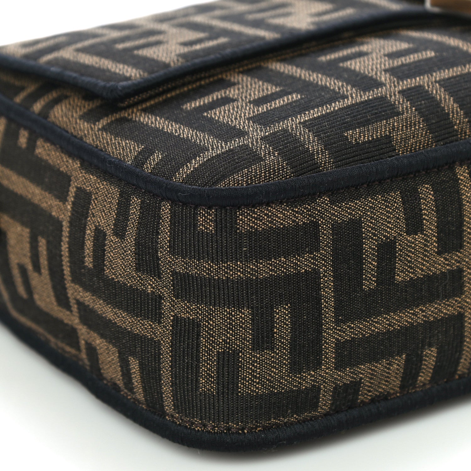 Fendi Fabric Jacquard FF 1974 Medium Baguette Tobacco Moro Black 9 of 11
