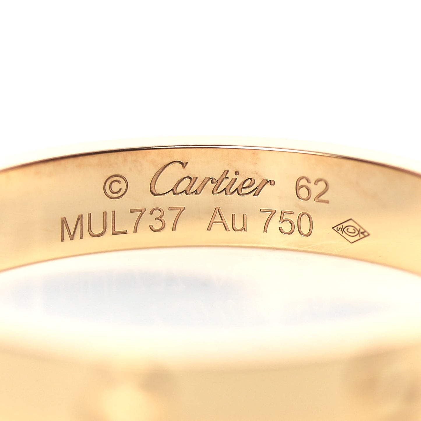 18K Yellow Gold 3.5mm LOVE Wedding Band Ring 62 10