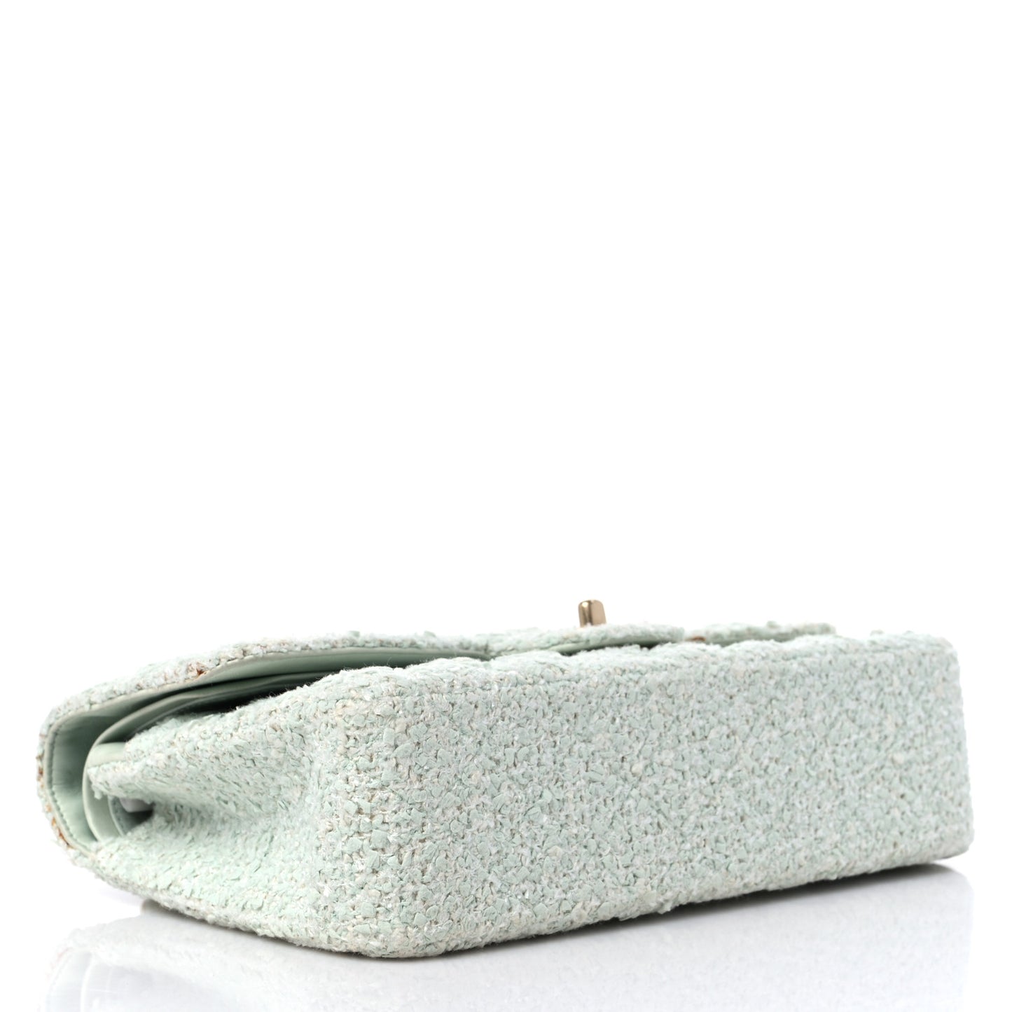 Tweed Quilted Medium Double Flap Light Turquoise