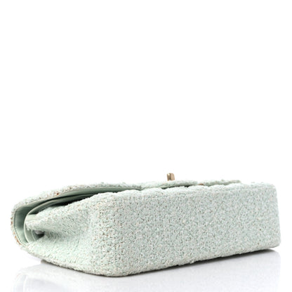 Chanel Tweed Quilted Medium Double Flap Light Turquoise 4 of 15