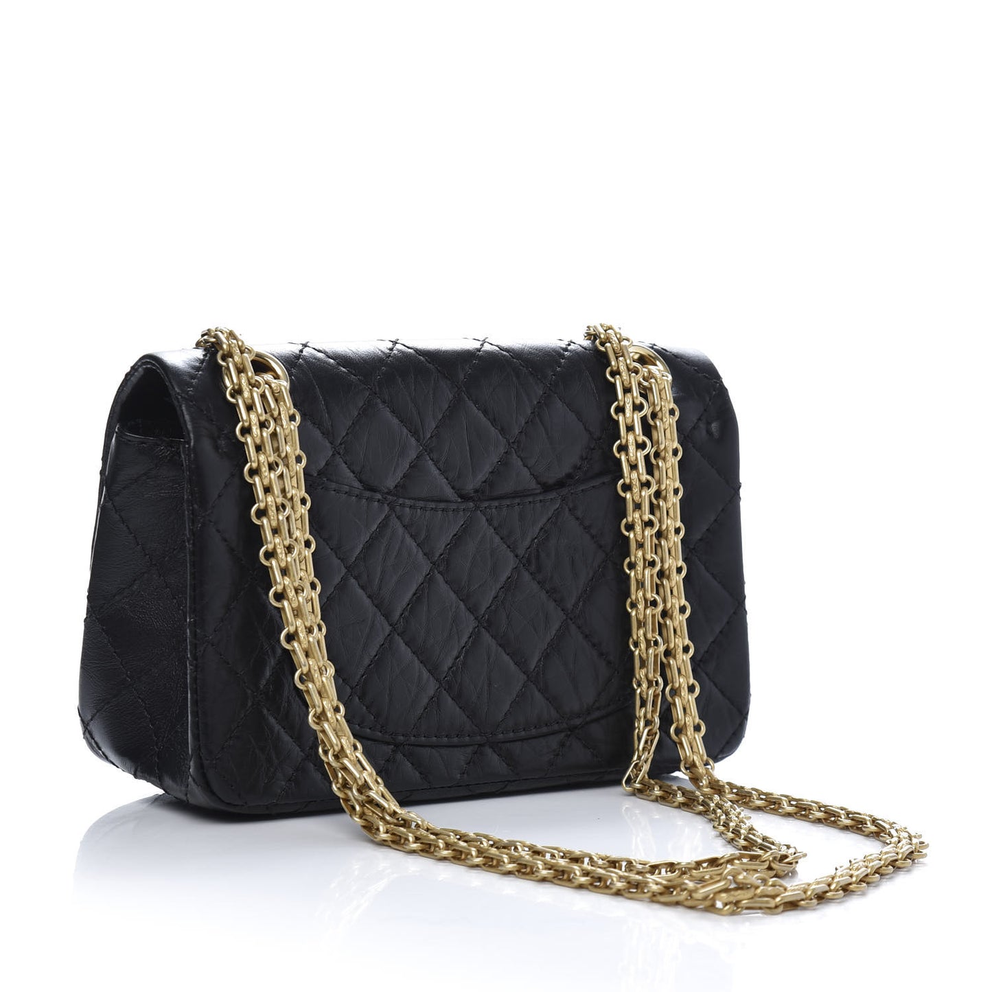 Aged Calfskin Quilted 2.55 Reissue Mini Flap Black