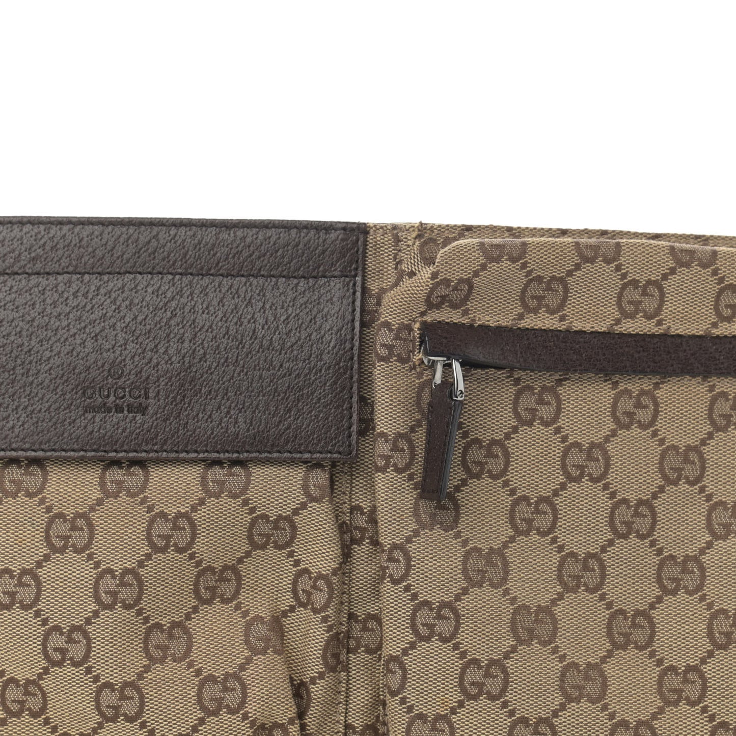 GG Monogram Web Double Pocket Belt Bag Dark Brown