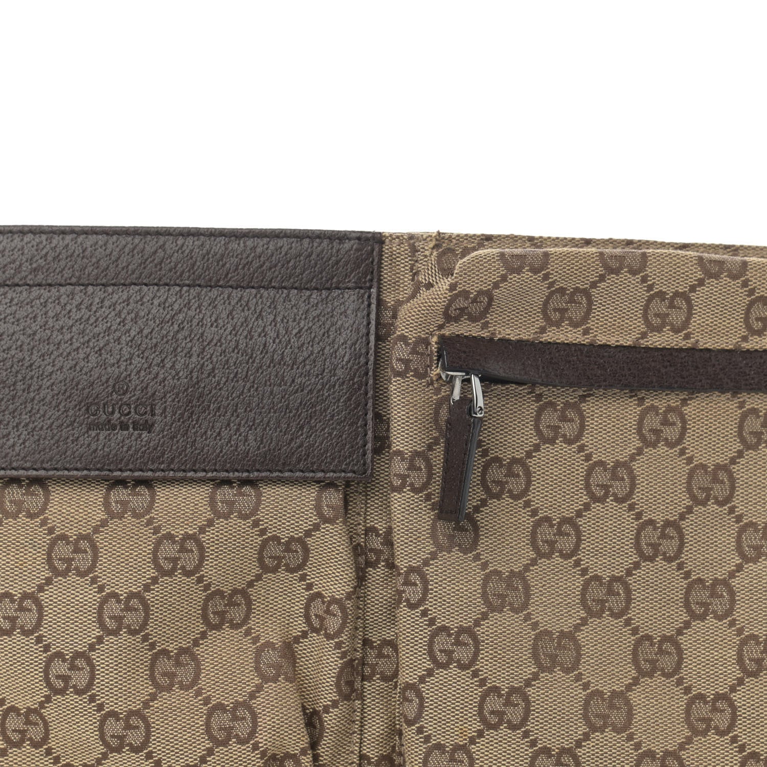 Gucci GG Monogram Web Double Pocket Belt Bag Dark Brown 11 of 16