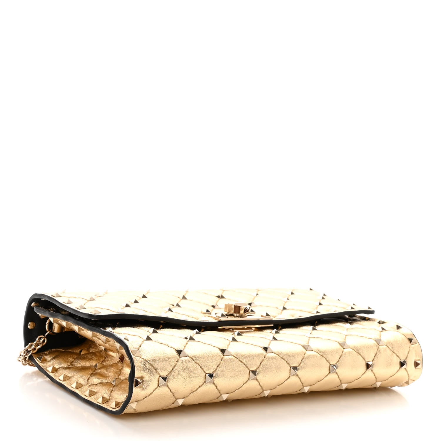 Valentino Garavani Metallic Nappa Rockstud Spike Wallet on Chain Mekong 4 of 10