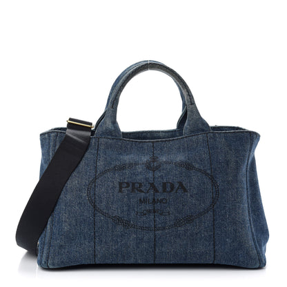 Prada Denim Logo Tote Bleu 1 of 8