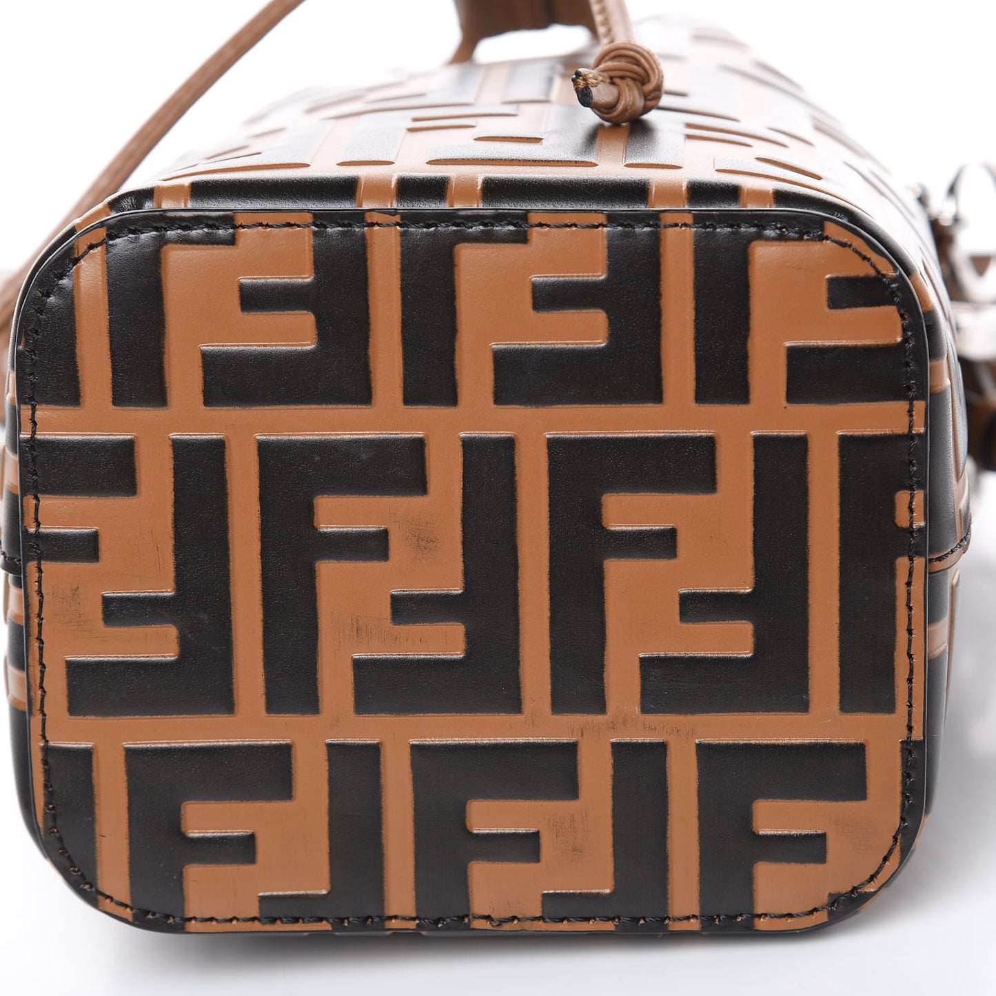 Vitello Liberty F is Fendi FF Embossed Mini Mon Tresor Bucket Bag Tobacco Black