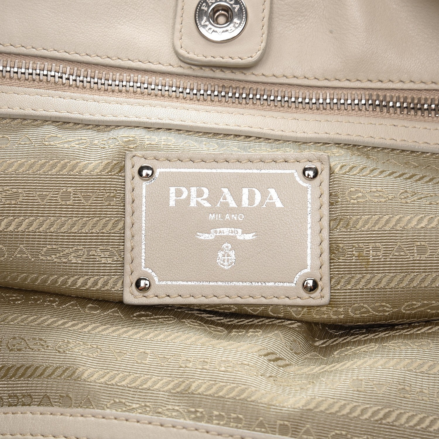 Prada Soft Calf Chain Tote Talco 7 of 20